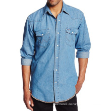 Mens Dress Basic Hemden Denim Mode lässig Slim Fit Shirts